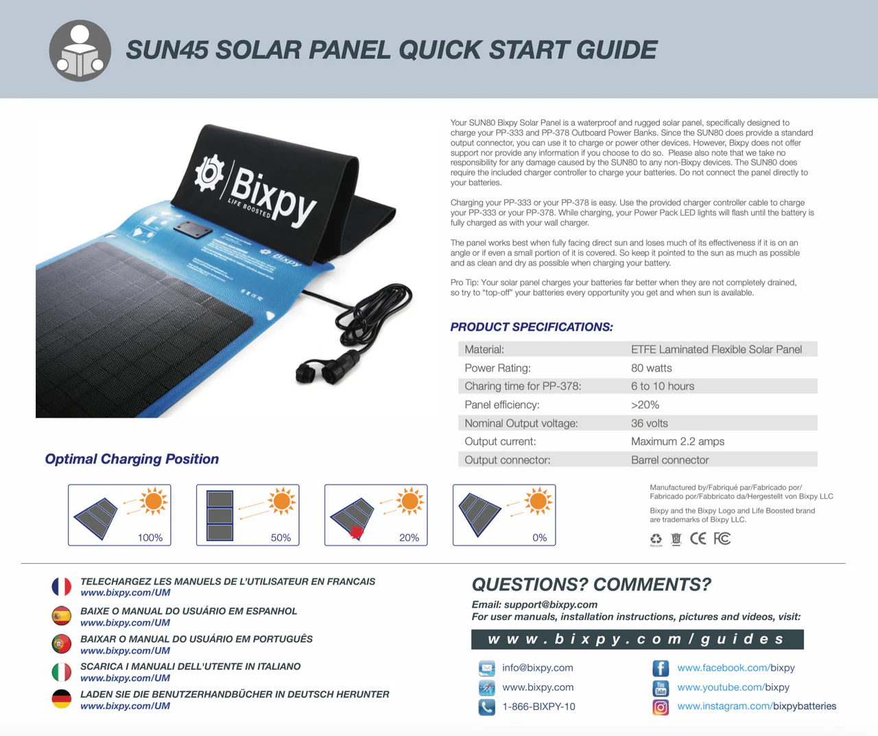 Bixpy SUN80 Waterproof Solar Panel - Image 5